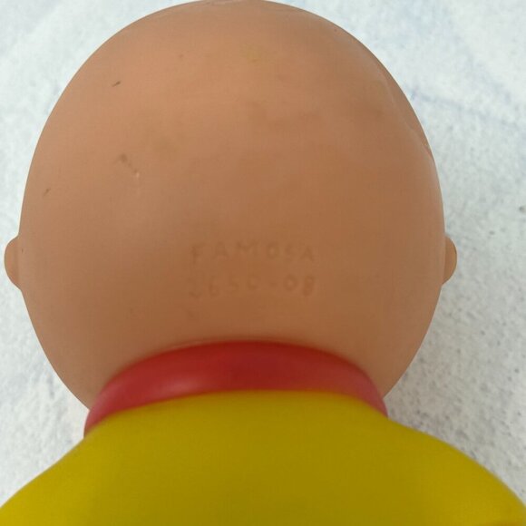 Caillou Plastic Figure Toy 6" Famosa Yellow Shirt Red Shoes PBS Squeak - Picture 8 of 8